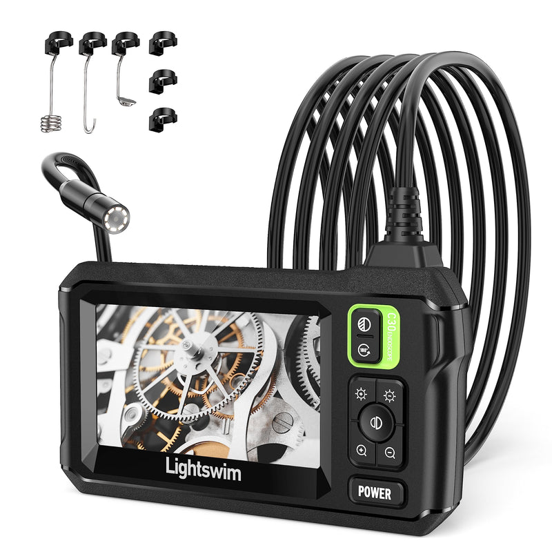 [Australia - AusPower] - Industrial Endoscope Inspection Camera, 4.3" IPS Borescope Sewer Camera with Handheld IP67 Waterproof Snake Camera with 8 LED Lights 16.5FT Semi-Rigid Cable 