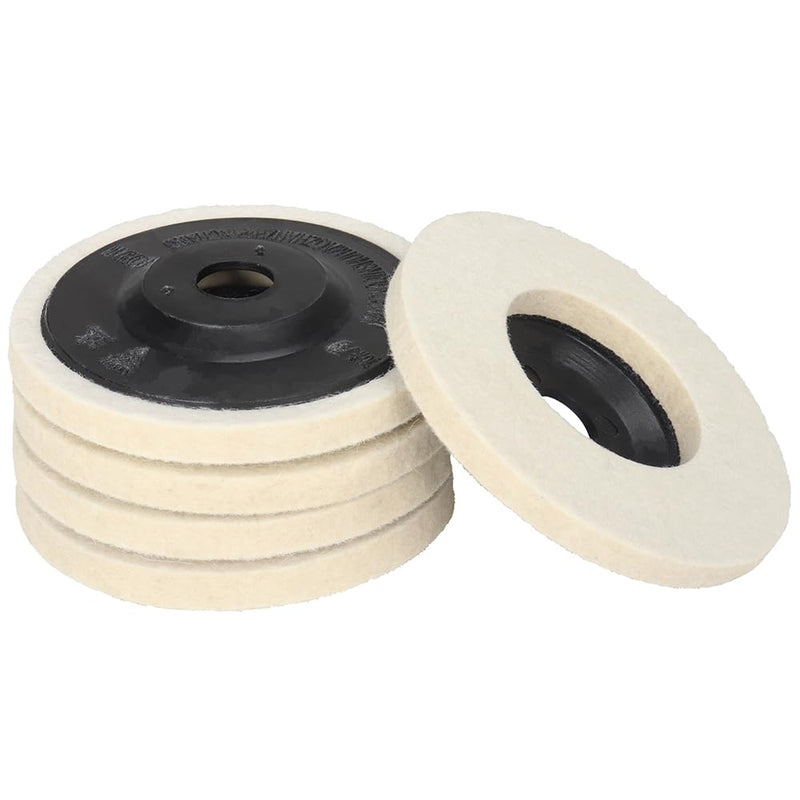 [Australia - AusPower] - 4 Inch Premium Wool Felt Polishing Disc, for 5/8 Angle Grinder, Very-Fine Buffing Wheel for Metal Wood Auto Body Work, 5 Pack Very-Fine-Wool 5Pcs 