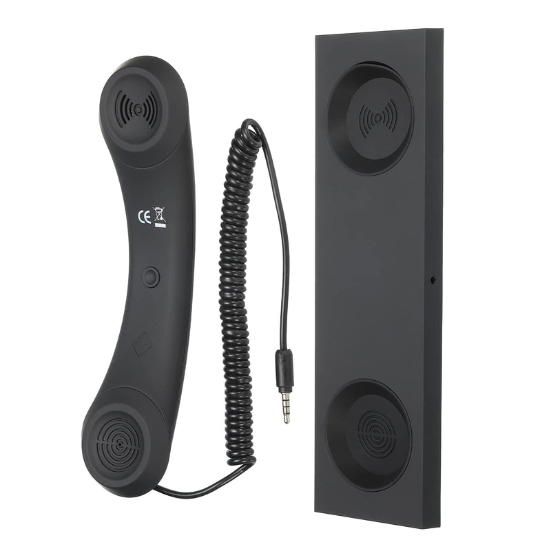 [Australia - AusPower] - MECCANIXITY 3.5mm Retro Telephone Handset with Base Telephone Receiver for Microphone Speaker Black 