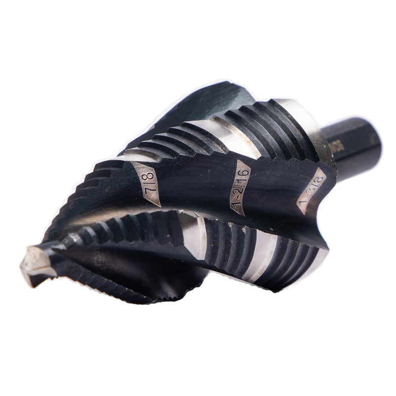 Four Spiral Flute M35 Cobalt Step Drill Bit Set 1/4" - 1-3/8"(19 Sizes),Impact Ready Four Flute Step Drill Bit,3/8" 3-Flat Shank Step Bits for Hole Drilling Cutting on Metal, Steel, Aluminum 1/4" - 1-3/8" M35 step drill bit