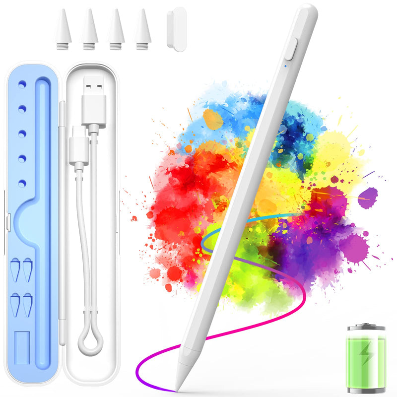 [Australia - AusPower] - Stylus Pen for iPad, Apple Pencil for iPad 9th&10th Generation, iPad Pencil with Fast Charge Palm Rejection, Compatible with(2018-2023) Apple iPad 11/12.9'', iPad Air 5/4/3rd, iPad Mini 5/6,iPad 8/7/6 white 