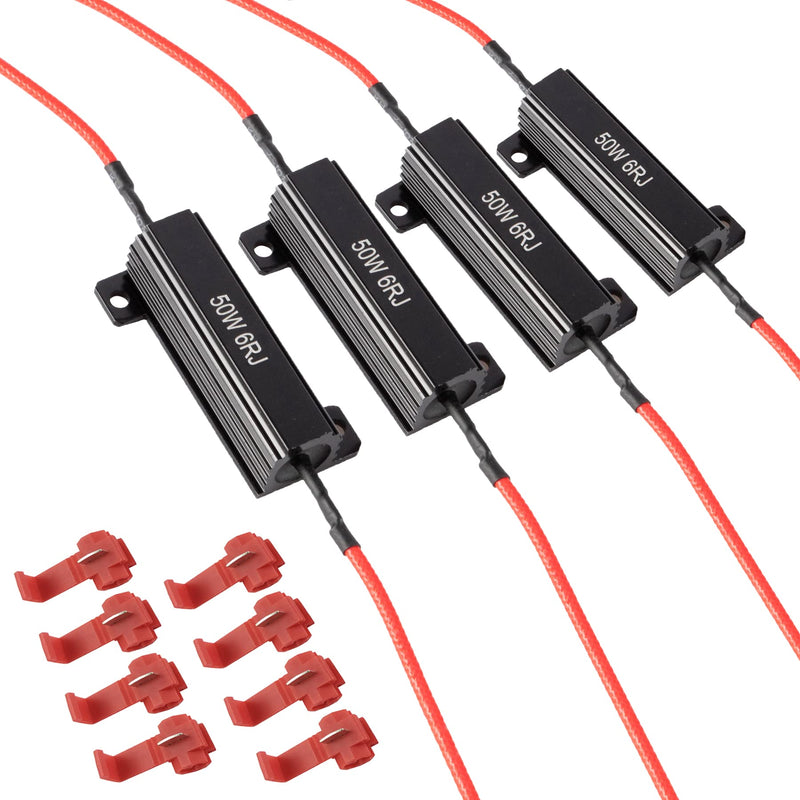 [Australia - AusPower] - iBrightstar 50W 6ohm Load Resistors - Fix Blink Error Code - 4PCS (Black), Black-4 PCS 