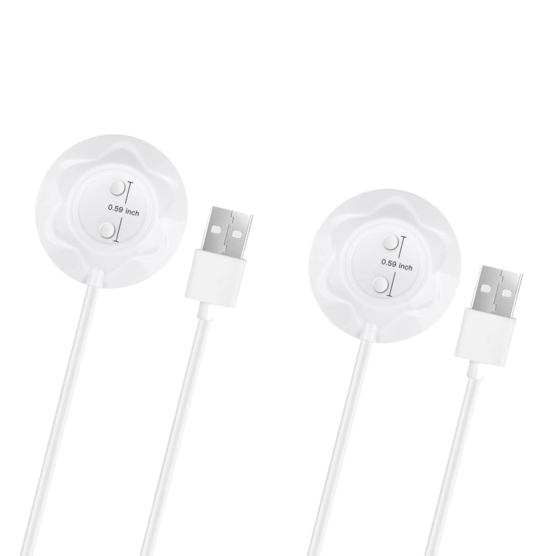 [Australia - AusPower] - AREYTECO Rose Charger, 2 Pack Replacement USB Charging Cable, Endpoint Center Spacing 0.47 Inch/12mm, Standing Magnetic Adapter - White 