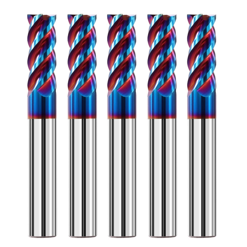 [Australia - AusPower] - 5PCS 3/16" Solid Carbide Square Nose End Mills Set 65HRC Tungsten Steel Milling Cutter 4 Flute CNC Milling Bits for Stainless Steel Hardness Steel 3/16 in 5 