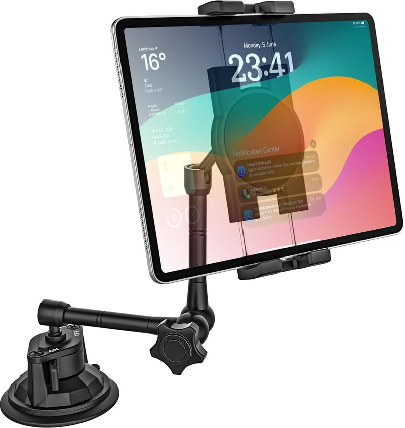 [Australia - AusPower] - Mippko Truck Tablet Holder for Dashboard Windshield Heavy Duty Mount,16.9" Long Adjustment Arm 4.33" Super Suction Cup Base,Compatible with 4.7~12.9" iPad/Samsung Tab/Nexus/LG G Pads/Fire HD/iPhone 