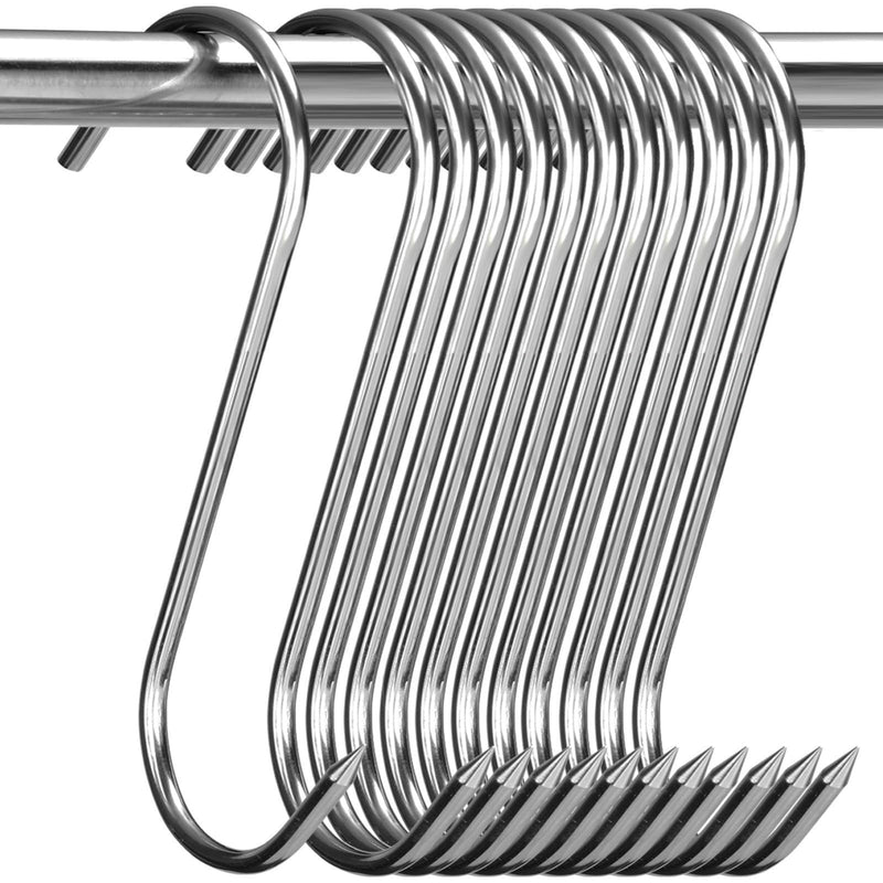 [Australia - AusPower] - 24 Pcs Meat Hooks, 5 Inch Butcher Hooks Stainless Steel, S Shaped Smoking Meat Processing Hooks for Hanging Chicken, Pork, Beef, Sausage, Mutton, Hunting Smoking Ribs, Drying BBQ (3MM Diameter) 24 Pcs 5 Inch(3mm) 