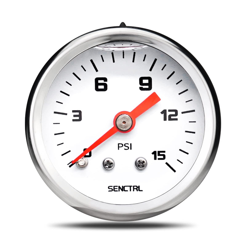 [Australia - AusPower] - 0-15 Psi Fuel Pressure Gauge, 1-1/2" Dial Size, 1/8" NPT Back Mount, Silicone Oil Liquid Filled, Stainless Steel Case, Inline Low Pressure Gauge, for Water Oil Air Pressure Test 0-15 Psi 