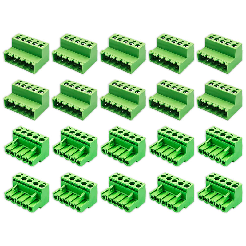 [Australia - AusPower] - 10pairs 5 Pin 5.08mm Pitch PCB Mount Screw?10Pcs 5 Pin Phoenix Type Connector PCB Mount Screw Terminal Block Connector with 10Pcs 5 Pin Plug 5.08mm 5 Pin 