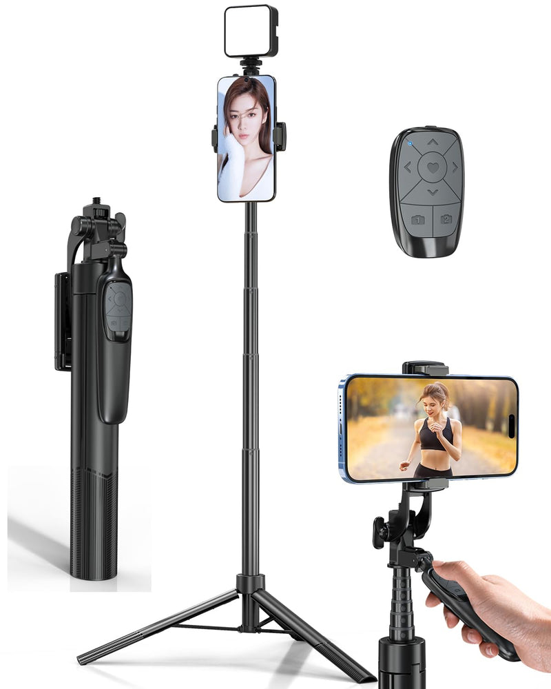 [Australia - AusPower] - PIXEL 62"Selfie Stick with Fill Light Extendable Cell Phone Tripod Stand for iPhone with Wireless Remote and Phone Holder,Compatible Sports Camera,Recording Vlogging,Photography,Youtube,live streaming 