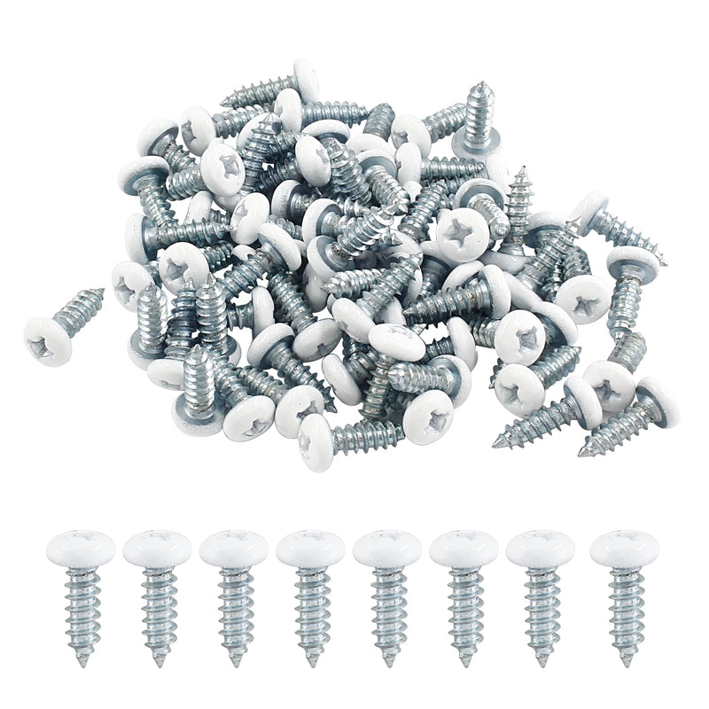 [Australia - AusPower] - 120Pcs White Screws #8 x 1/2", White Pan Head Screws Stainless Steel White Wood Screws Self-Tapping Screws Phillips Sheet Metal Screws 1/2”(12mm) 120 