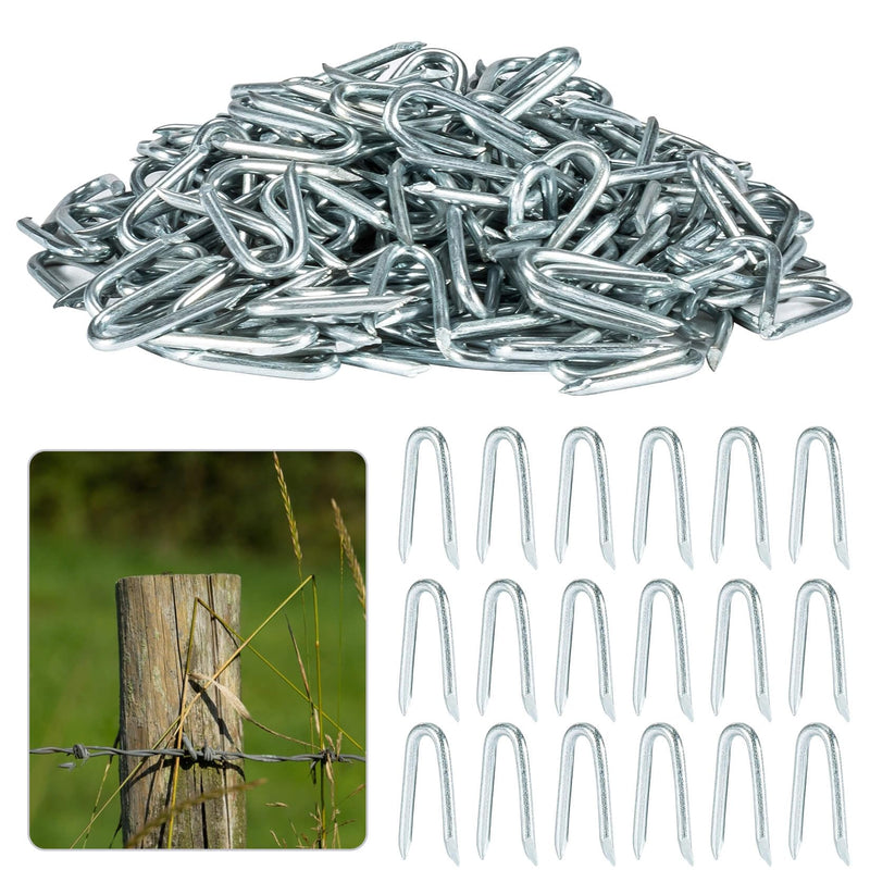 [Australia - AusPower] - Sukh 210 PCS U Fence Staples - Galvanized U Shaped Nails Heavy Duty Staples Fencing Staples U Nails for Wood fencing barbwire fence (Siver? 