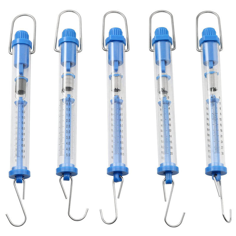 [Australia - AusPower] - Spring Scale TAODAN 5PCS 5 Sizes Scientific Plastic Transparent Tubular Spring Balance, Hanging Tube Spring Scale, 1N, 5N, 10N, 20N, 30N 