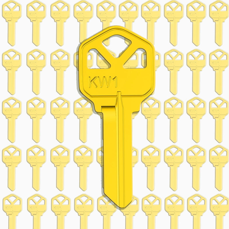 Premium Brass KW1 Key Blanks, Uncut Blank Keys for Residential & Commercial Use, Copper Structures Blank Keys, Pack of 50 KW1-G