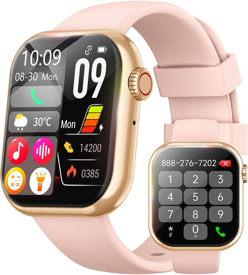 [Australia - AusPower] - 1.91'' Smart Watch for Women Men, Answer/Make Call, 50+ Sports Modes, Fitness Tracker with SpO2/Heart Rate/Sleep Monitor, Voice Assistant, Music and More, Smartwatch for iPhone iOS Android (Pink) Pink 