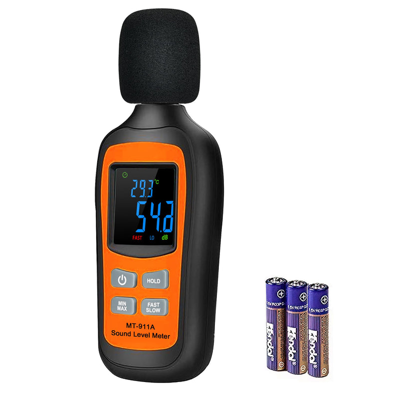 [Australia - AusPower] - Decibel Meter,Digital Sound Level Meter Portable SPL Meter,35dB to 135dB Temperature Function,Noise Meter with A-Weighted [MAX/MIN Fast/Slow Data Hold], Use for Home, Noisy Neighbor, Factory Orange & Black 