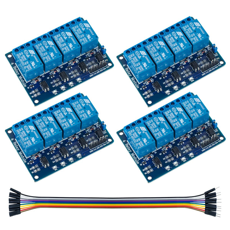 [Australia - AusPower] - Hosyond 4Pack 4 Channel DC 5V Relay Module with Optocoupler Relay Board for Arduino Raspberry Pi MEGA2560 