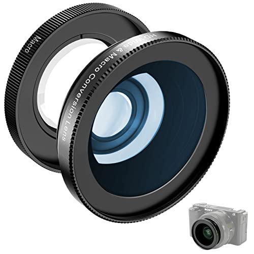Iboolo&EooEye 2 in 1 18mm HD Wide Angle/10x Macro Additional Lens,40.5mm HD Wide Angle Lens Compatible with Sony ZV1F,Sony APSC ZV-E10 and A5000/6000 Series Cameras
