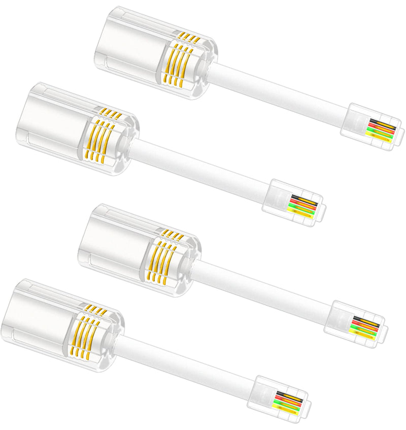 [Australia - AusPower] - NECABLES 4Pack Phone Cord Detangler for Landline Telephone Cord Detangler Handset Cord Detangler Swivel Cord RJ9 4P4C Male to Female for Desk Phone White White 4 pcs 