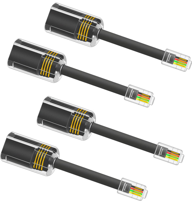 [Australia - AusPower] - NECABLES 4Pack Phone Cord Detangler for Landline Telephone Cord Detangler Handset Cord Detangler Swivel Cord RJ9 4P4C Male to Female for Desk Phone Black Black 4 pcs 