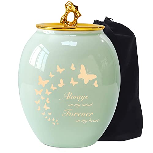 Butterfly Medium Urns for Human Ashes Female/Women/Mom Green Butterfly