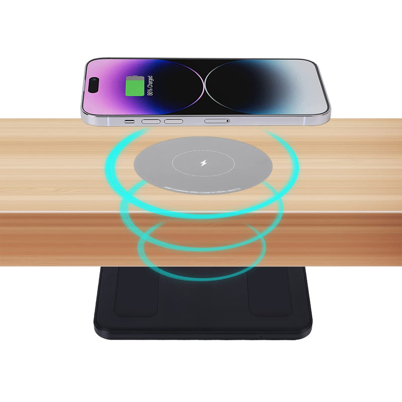 [Australia - AusPower] - 1.97"(50mm) NiiTTER Invisible Wireless Charger, Under Desk Wireless Charger, Hidden Charging Station for iPhone 14/13/12/ Samsung Galaxy S23/S22/S21(Adapter Included) 