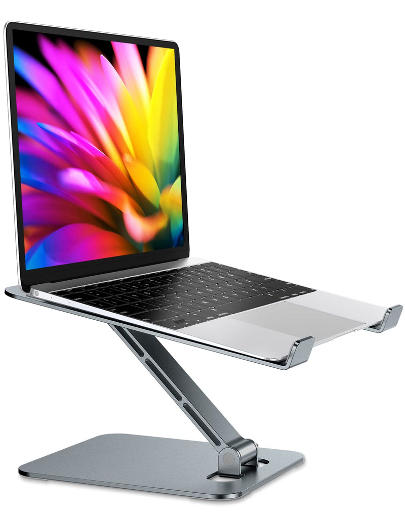 [Australia - AusPower] - RIWUCT Foldable Laptop Stand, Height Adjustable Ergonomic Computer Stand for Desk, Ventilated Aluminum Portable Laptop Riser Holder Mount Compatible with MacBook Pro Air, All Notebooks 10-16" - Gray 