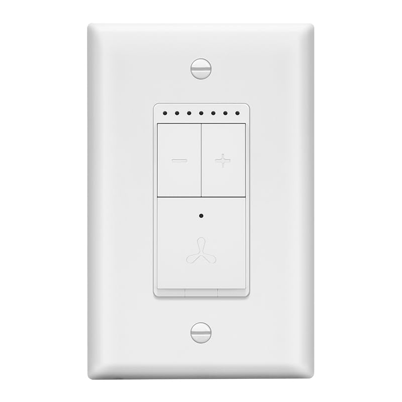 [Australia - AusPower] - LIDER Smart Fan Switch, Wi-Fi 4-Speed Fan Control Switch, Single Pole Only, 2.4GHz WiFi Remote Control Ceiling Fan Switch, Neutral Wire Required, 120V, 1.5A Motor, LED Indicator Speed, White WiFi Fan Switch 