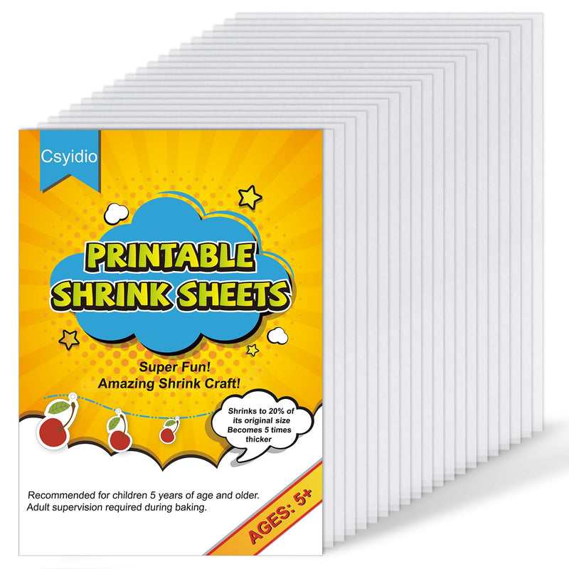 [Australia - AusPower] - Csyidio 20 Pieces Printable Shrink Plastic Sheets, Shrink Films Papers for Mother's Day Gifts Kids Creative Craft Projects (11.6 x 8.2 inches) 