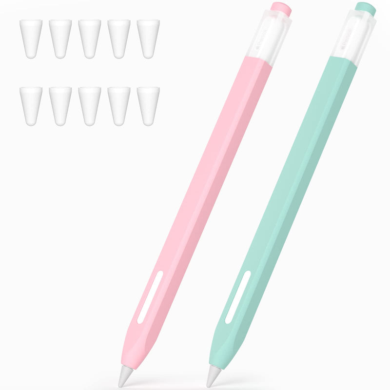 [Australia - AusPower] - JOOSKO 2 Pack Pencil Case Compatible with Apple Pencil 2nd Generation Case,Non-Slip Silicone Case,Compatible withMagnetic chargingand DoubleClick, for iPadPro 11 12.9inch (Pink, Light Blue) Pink, Light Blue 