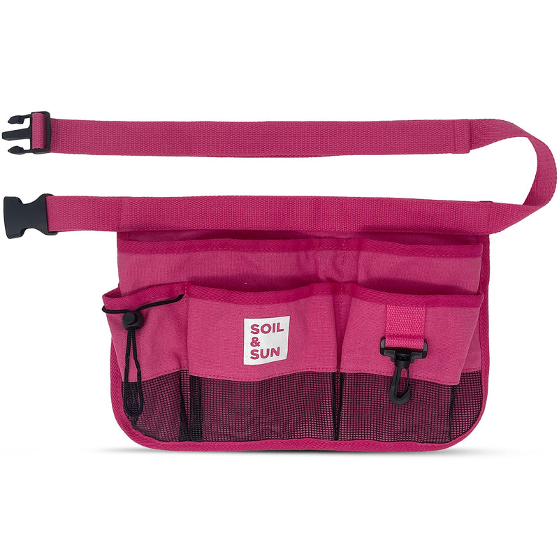 Soil & Sun Garden Tool Belt for Women, Tool Apron, Utility Belt Women, Teacher, Canvas Waist Apron with Pockets,Garden Aprons Pink