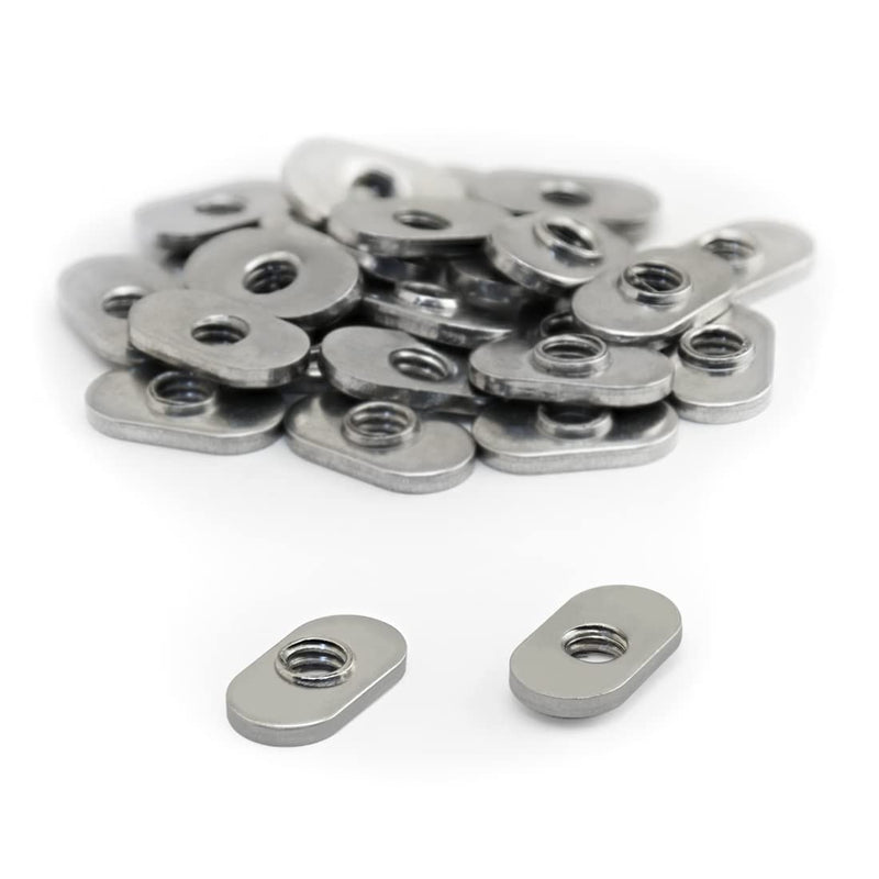 [Australia - AusPower] - 8020, 3675, 10 Series Stainless Steel SS 1/4-20 Centered Slide in Economy T Nuts Hardware Nuts for 10 Series Aluminum Extrusions (25 Pack) 25 Pack 
