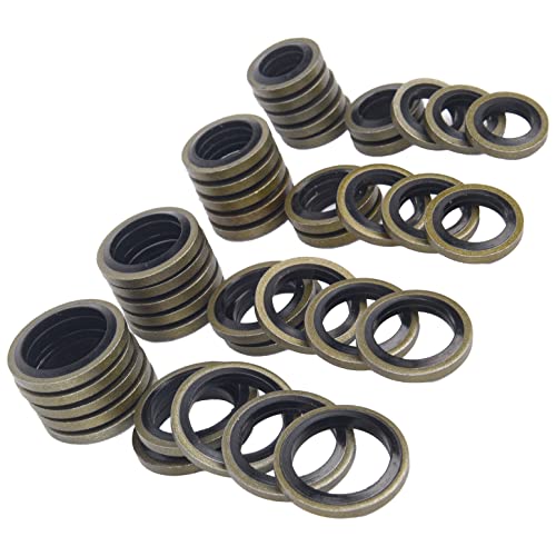 LENMISO fuel sealing washers for 8mm, 10mm, 12mm and 14mm Dodge Cummins banjo bolts, 40-piece set