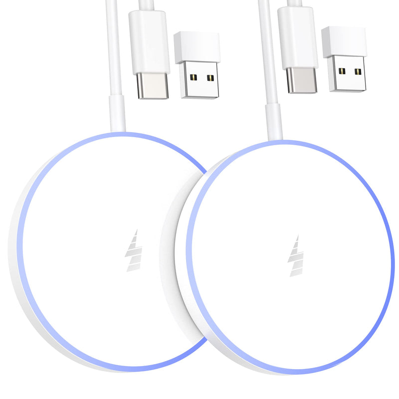 [Australia - AusPower] - 2 Pack- Magnetic Wireless Charger, DKESMP 15W Max Wireless Fast Charging Pad for iPhone 14 13 12 Pro Max/Mini/ 11/ XR/X/ 8 Plus, Samsung Galaxy S23/ S22/ S21 Series and AirPods (Mag-Safe, White) 