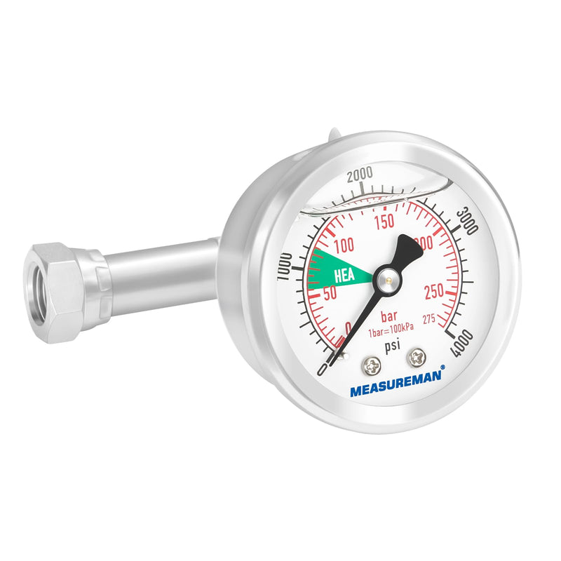 [Australia - AusPower] - MEASUREMAN HEA Spraying Pressure Gauge 0-4000PSI,1/4" NPT Fittings,Assembly with T Piece Fit for Titan/Wagner Airless Sprayer,Replacement for Titan 0580495, 580495 