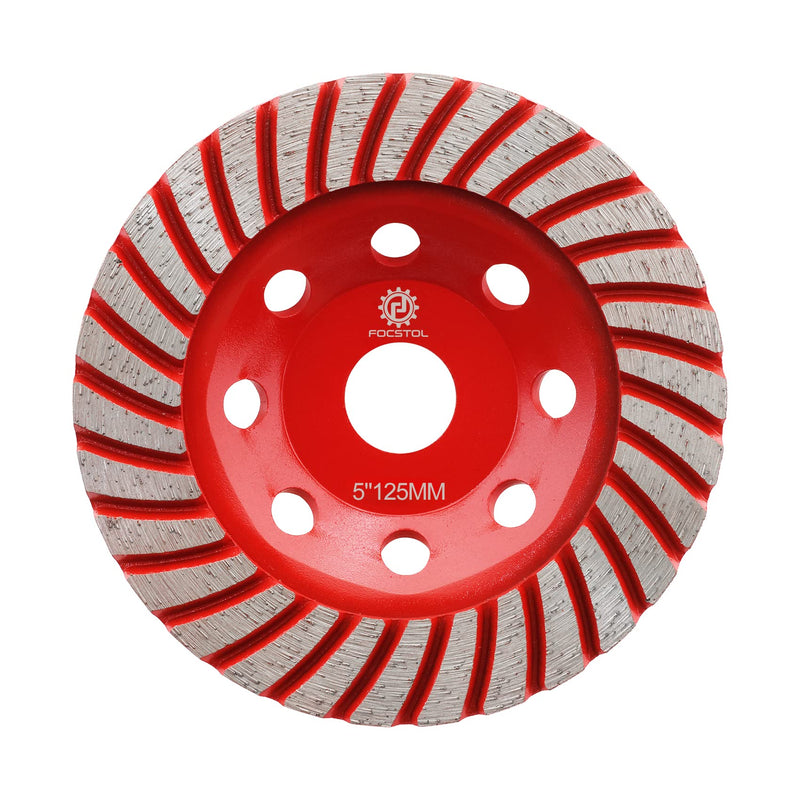 FOCSTOL Diamond Cup Wheel - 125 mm x 22.23 mm Turbo Series Grinding Wheel for Concrete Granite Marble Masonry Artificial Stone for Angle Grinder 125mm turbo