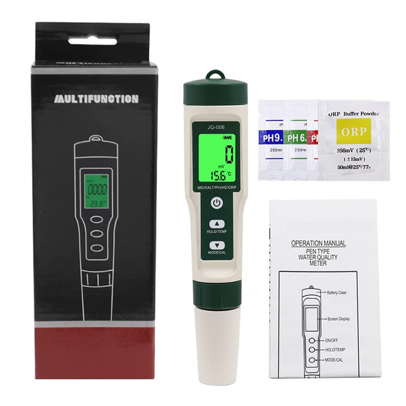[Australia - AusPower] - 10 in 1 Water Quality Tester PH/TDS/Salt/SG/ORP/EC/Hydrogen/Resistivity/Temp/Nutrient Multifunction Testing Pen for Pool Aquarium Green 