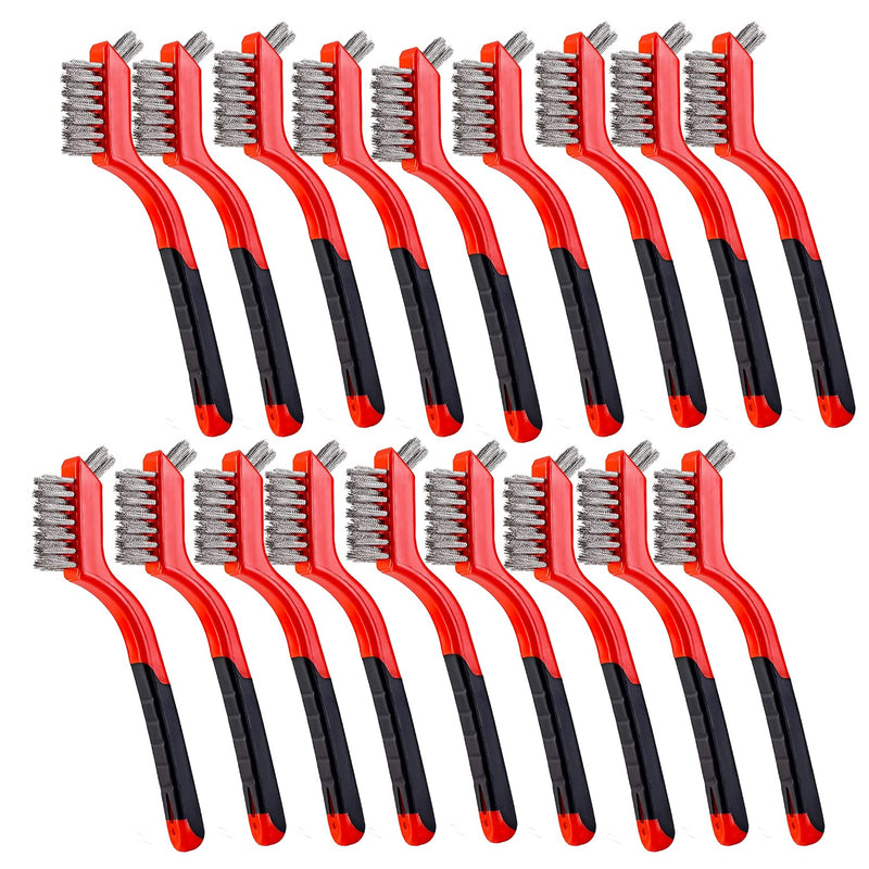 [Australia - AusPower] - Wire Scratch Brush Set Soft Grip for Rust, Dirt & Paint Scrubbing with Deep Cleaning (18, 18PCS - Stainless Steel Wire) 18 