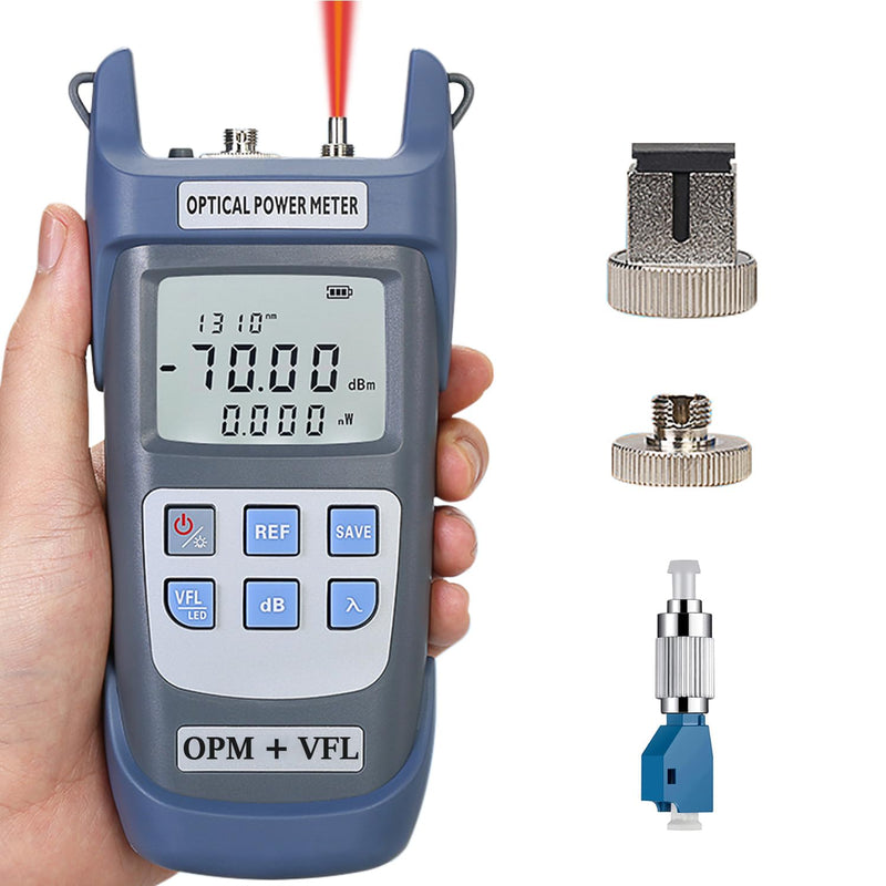 [Australia - AusPower] - Fiber Optical Power Meter with 10Km Light Source SC FC Connector, -70~10dBm, 10 Optic Wave Length, Optic Test Equipment for CCTV Communication Engineering 