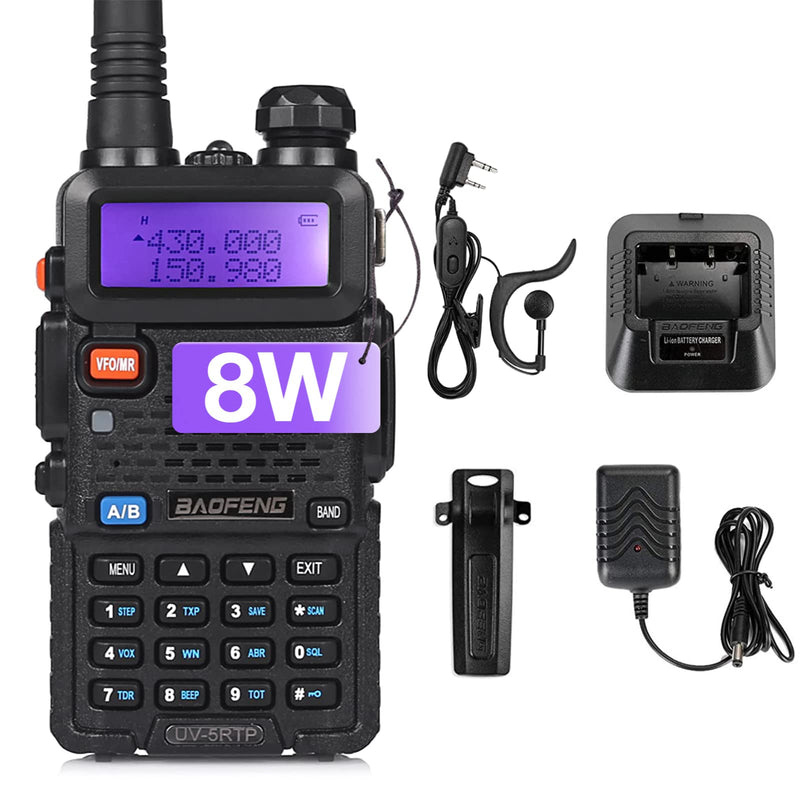 [Australia - AusPower] - Baofeng UV-5RTP Dual Band Two Way Radio, UV-5R 8W High Power Version, Ham Radio Handheld with Earpiece, Black 1 Pack 