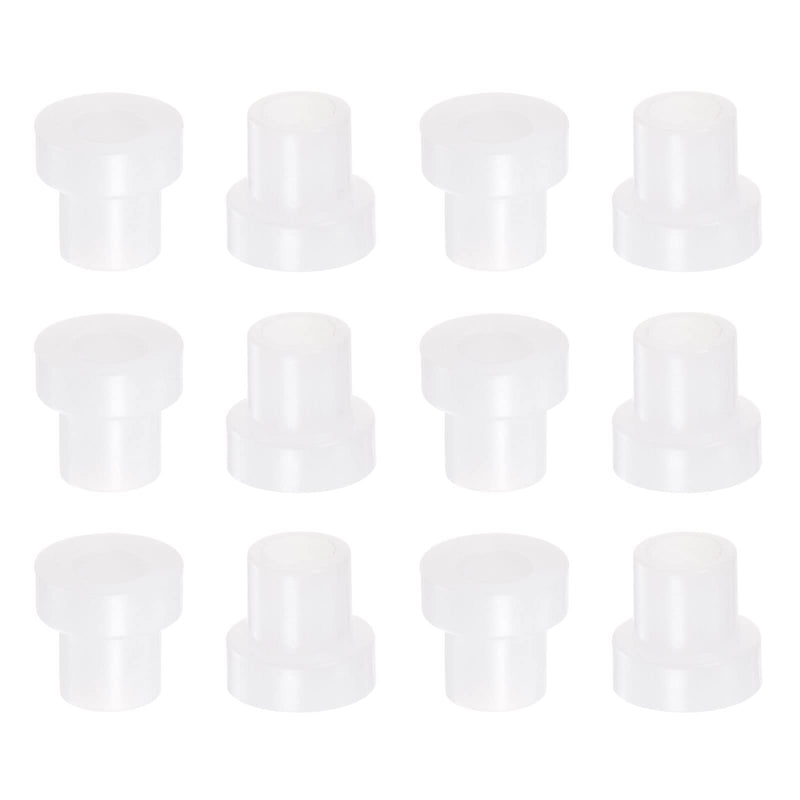 [Australia - AusPower] - 12pcs Flanged Sleeve Bearings 4mm Bore 6mm OD 8mm Length Nylon Bushings for Shaft, White 4mm x 6mm x 8mm 