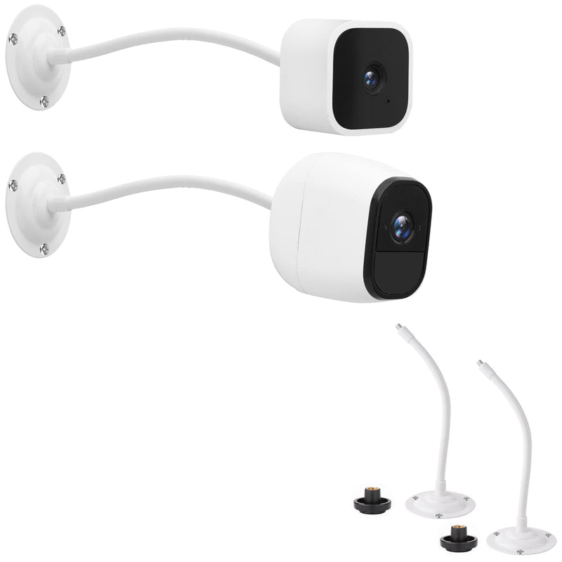 [Australia - AusPower] - Mippko 2 Pack Camera Flexible Wall Mount Holder for Arlo/Blink/Reolink/Nest/Wyze/SimpliSafe Security Camera,Adjustment 8 inch Long Gooseneck Arm with Metal Base,1/4"-20 Threaded Screw,White White 