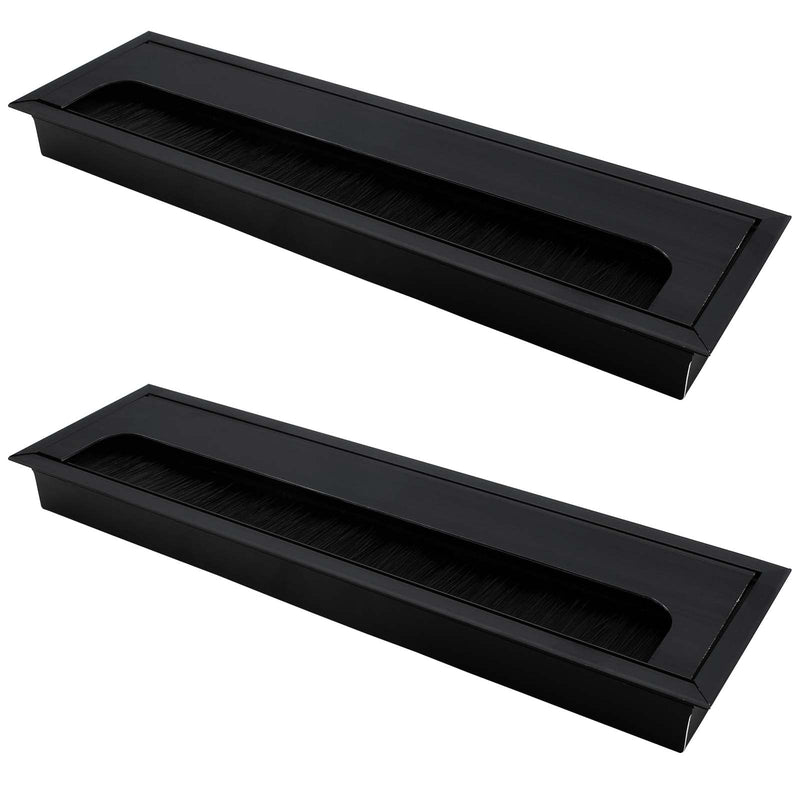 [Australia - AusPower] - 2 Pack Rectangle Hole Cover Square Cable Grommet 160x80mm Wire Cover for Management Computer Desk 160 x 80mm 