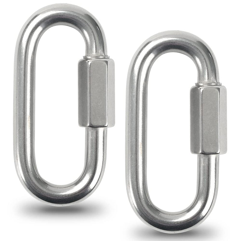 [Australia - AusPower] - 3.5 Inch Stainless Steel Chain Quick Links, M10 3/8" Locking Carabiners, Chain Hooks, Twist Key Ring Screw Chain Link, 2310 Lbs Capacity, Pack of 2 