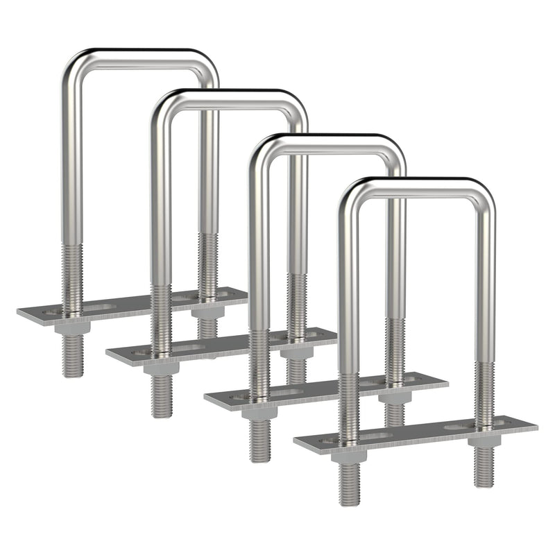 [Australia - AusPower] - 4 Sets 304 Stainless Steel Square U-Bolts Stainless with M8 Nuts, Frame Plate, Accessories for Automobiles Trailer, Boat Trailer Industrial Parts (50X120mm (W*L)) 50X120mm (W*L) 