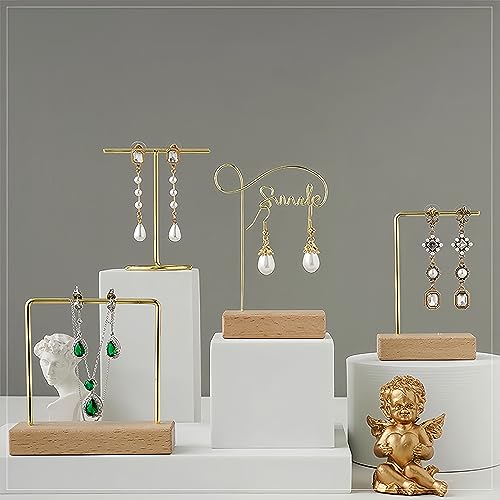 4pcs Beech Earring Display Stands for Selling, Earring Holder Organizer for Retail, Small Wood Jewelry Organizer Stands Jewelry Display for Show
