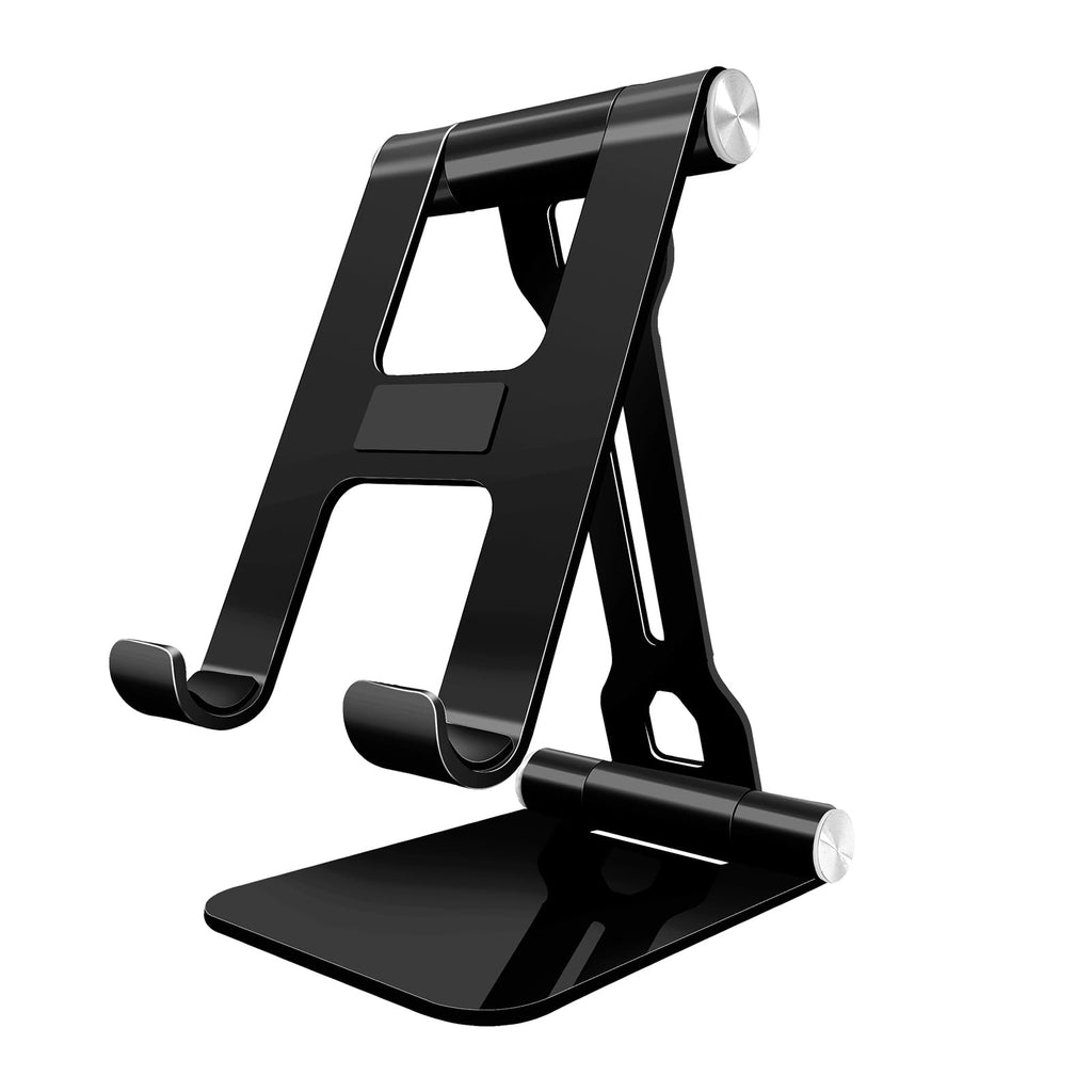 [Australia - AusPower] - Adjustable Cell Phone Stand, Foldable Metal Alloy Desktop Phone Holder/Cradle/Dock Compatible with iPhone 14 13 12 11 Pro Max SE X XS 8 Plus/Samsung Galaxy, All Smartphone, Desk Accessories (Black) 