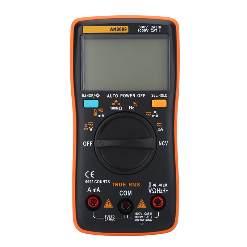 [Australia - AusPower] - An8009 Digital Multimeter, Auto Range True Rms ACDC Voltage Electronic Meter with Large Overview Backlit LCD Display for Electrical Tests 