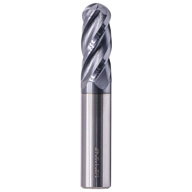 [Australia - AusPower] - BestParts High Performance Ball Nose Solid Carbide End Mill - AlTiN Coated, 4 Flute, 30 Degree Helix, 1/2" Cutting Diameter, 1/2" Shank Diameter, 1" Length of Cut, 3" Overall Length, Square End 1/2 in 