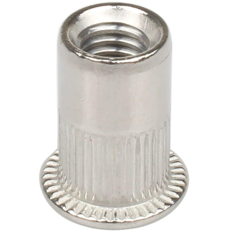 [Australia - AusPower] - Rivet Nut, HanTof 50 Pieces Metric M6 Stainless Steel Flat Head Rivnut Threaded Insert Nut, Knurled Body (M6-1.0), for Automotive Furniture Decoration Electrical and Industrial Products Stainless -Metric M6 