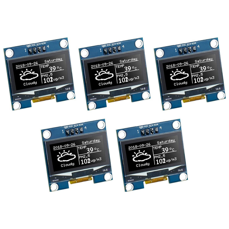 [Australia - AusPower] - Hosyond 5 Pcs 1.3 Inch IIC I2C OLED Display Module 128x64 Pixel SH1106 Screen Module Compatible with Arduino/Raspberry Pi (White) White 